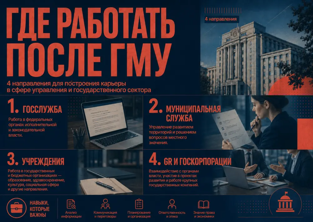 Карьерные направления после ГМУ: госслужба, муниципальная служба, учреждения, GR и государственные компании