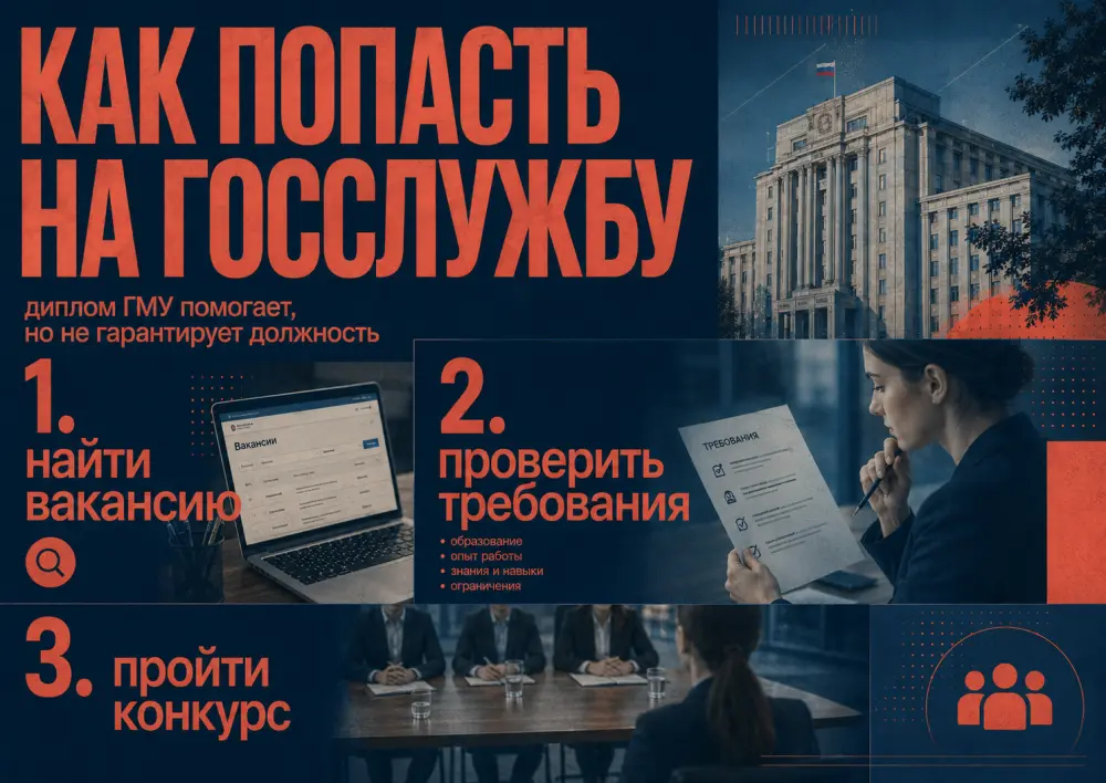 Как попасть на госслужбу после ГМУ: найти вакансию, проверить требования и пройти конкурс